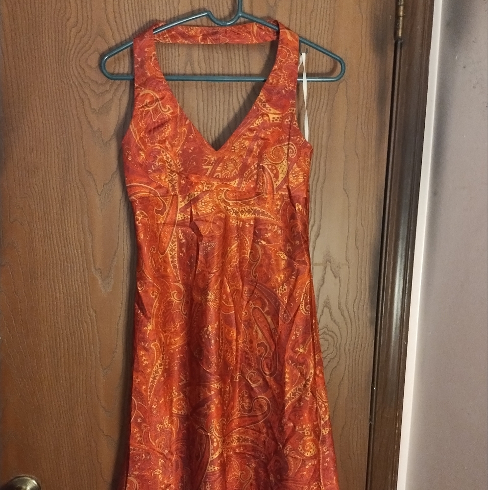 Knee length silky halter dress